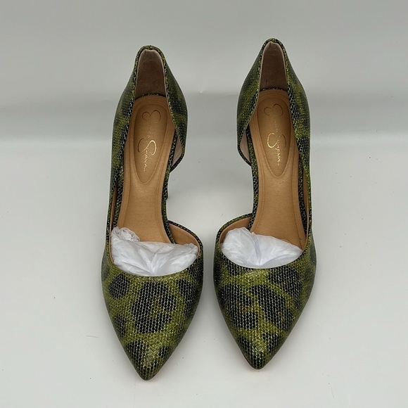Jessica Simpson Prizma D’Orsay Stiletto Pump Green Animal Print Shimmer 6M - Picture 4 of 13